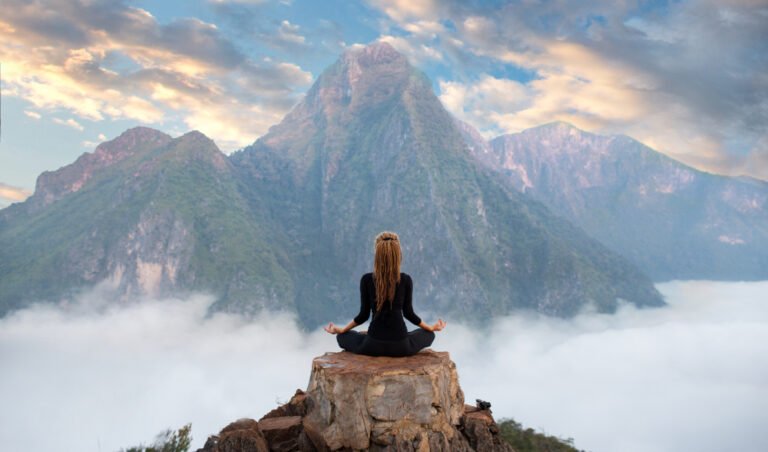 Serenity,And,Yoga,Practicing,At,Mountain,Range,meditation